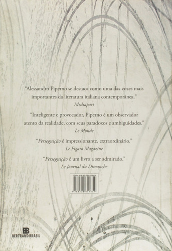 Perseguição, De Alessandro Piperno. Editora Grupo Record, Capa Mole Em Português, 2012
