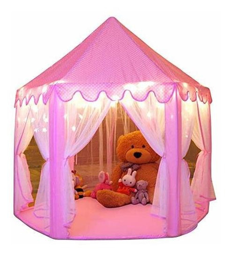 Princess Tent Niñas Grande Playhouse Tienda Campaña + Luces