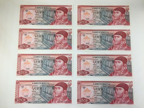 8 Billetes Antiguos Sin Circular Morelos $20