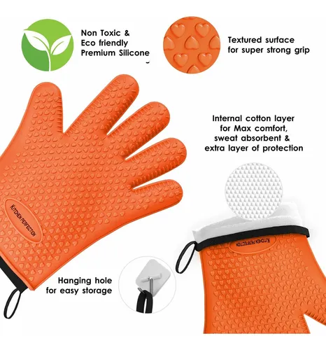 Kitchen Perfection Guantes De Silicona Para Horno Ahumador . Naranja