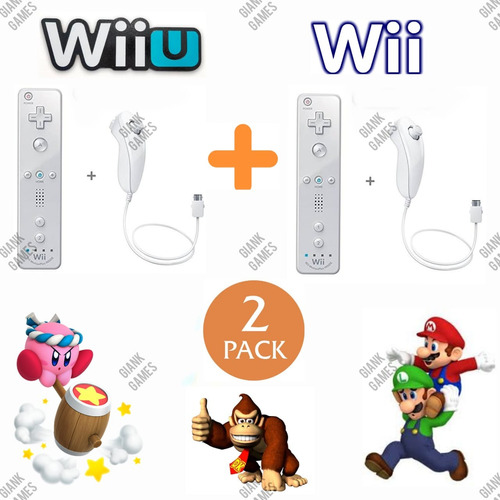 Pack Doble Wiimote Motion Plus + Nunchuk Original 2 Players