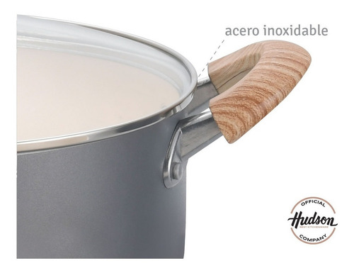 Cacerola Hudson Gris De Aluminio 26 Cm Con Antiadherente