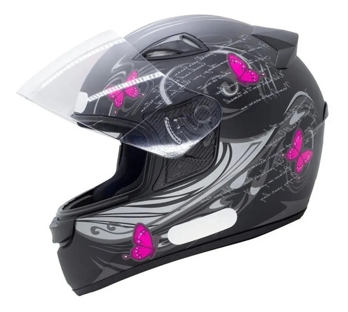 Capacete Moto Ebf Spark Feminino Borboleta Preto E Rosa