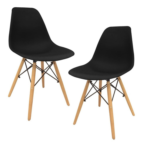 Juego De 2 Sillas Eames Modernas Comedor Oficina Recibidor Color de la estructura de la silla Negro