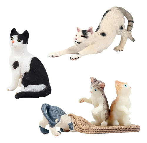 Figuras De Gato Animal Coleccionable Miniaturas Adornos Para