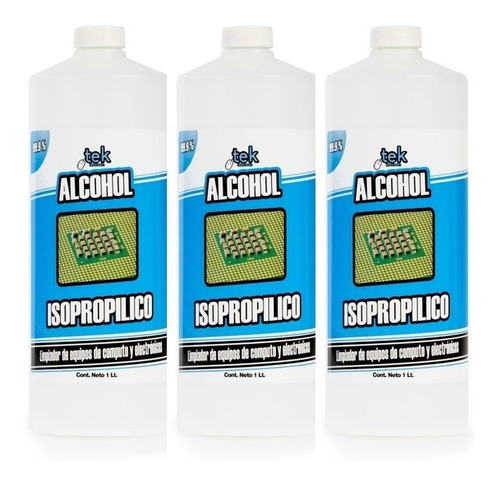 Alcohol Isopropilico En Litro 100% Puro Tekclean 3 Pz