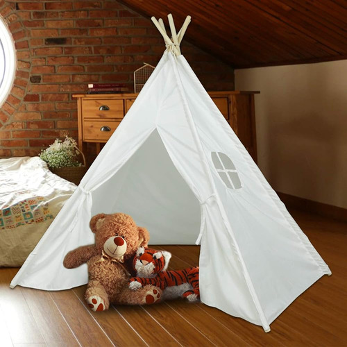 ~? Ogrmar Kids Teepee Play Tent Foldable White Canvas Kids P