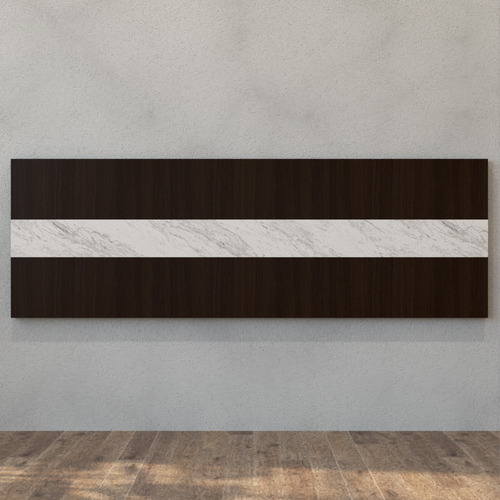 Cabecera Matrimonial De Pared Minimalista Bicolor Carrara Color Chocolate Texturizado /carrara