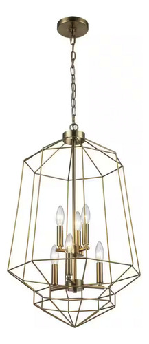 Lampara De Techo Colgante Geometrica 11.75'' Moderna 3 Luces Estructura Dorado