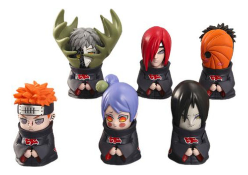 Set De 6 Figuras Naruto Shippuden Organización Akatsuki 8 Cm