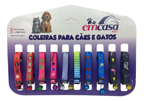 Kit De Coleira Elástica Para Gatos Com Sino/gizo Regulagem 