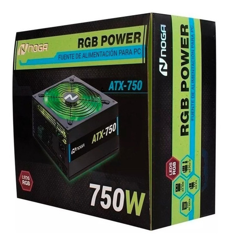 Fuente de alimentación para PC Noga RGB Power ATX-750 RGB 750W negra 220V - 240V