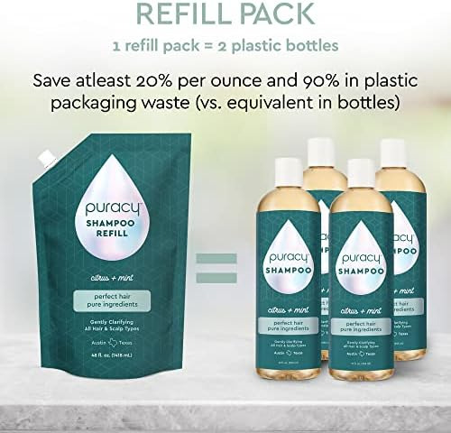 Refil De Shampoo Natural Puracy, 48 Onças Fluidas, O Máximo