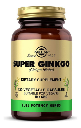 Super Ginkgo Biloba Solgar Cerebral Sistema Nervioso 120 Cap