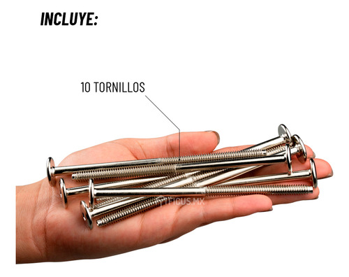 Tornillo Conector Union Niquelado Muebles 12cm X 1/4 10pzs Ficus.MX