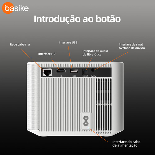 Basike Projetor Hd 4k Android 11 Full 1080p Bluetooth 5.0 Wifi 2.4g + 5g 12000lm Projetor,cinema Em Casa,mini Projetor Inteligente Portátil Compatível Com Ios/android,autofoco