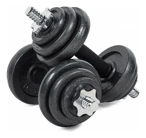 MANCUERNAS Y BARRA YORK FITNESS SC-80061 50 KG LABRADAS DE HIERRO FUNDIDO  CON ESTUCHE