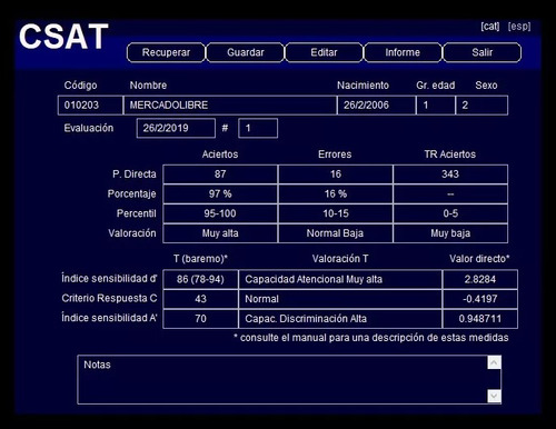 Software Csat Tarea De Atención Sostenida En La Infancia