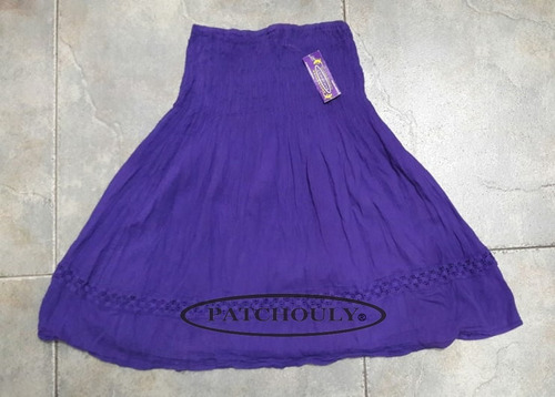 Imagen 3 de 8 de Pollera Mini Bambula Puntilla Tipo Hindú Algodón Elastizada