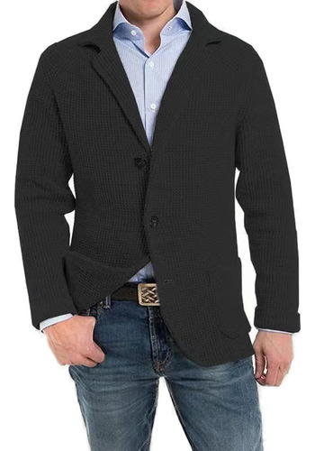 Chaqueta De Punto Casual Con Un Solo Pecho, Corte Alto