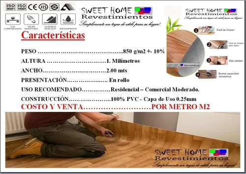 Piso Vinilico 2 Metros De Ancho