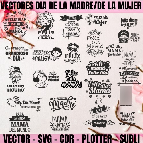 Vectores Dia De La Mujer / Madre Cdr Silhouette 25 Modelos!