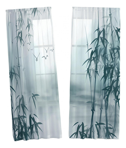 Bambú Impresión Digital Cortina Transparente Cortinas De