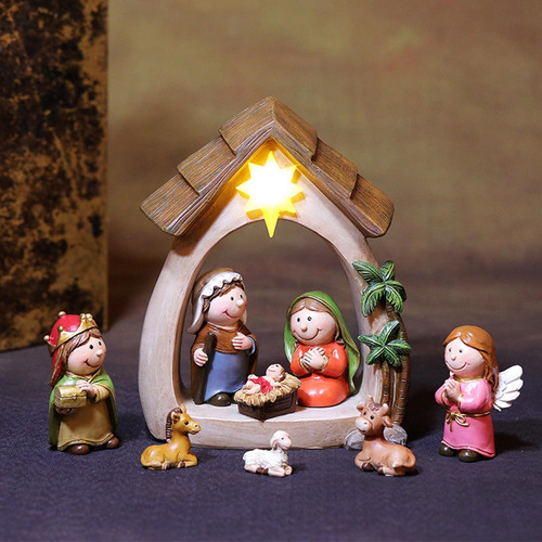 Juego De 12 Uds. De Escena De La Natividad, Escultura Del