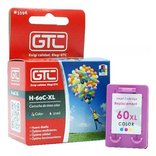 Cartucho De Tinta Alternativa Gtc Para Hp 60 Xl Color