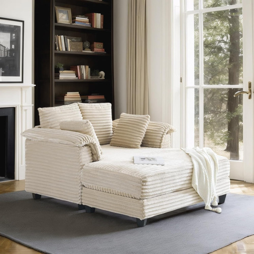 Sofa Divan Largo Reclinable De Pana 59p Marca Vingli