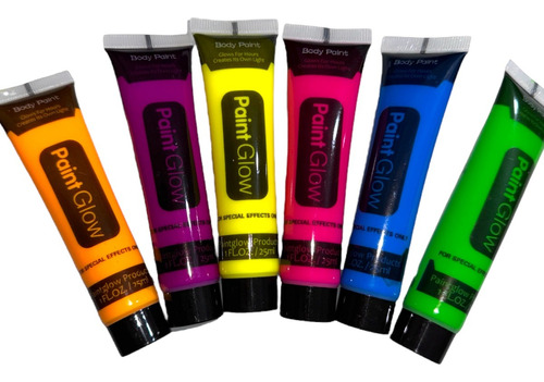 15 Tubo Pintura Neon Fluorescente Glow Luz Uv Maquillaje