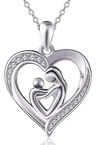 Collar Plata 925 Colgante Corazón Mamá Hijo Regalo Madre