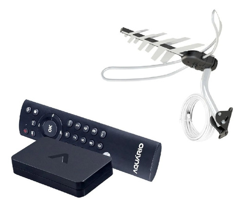 Kit Conversor Digital Hdtv + Antena Externa Digital Aquário