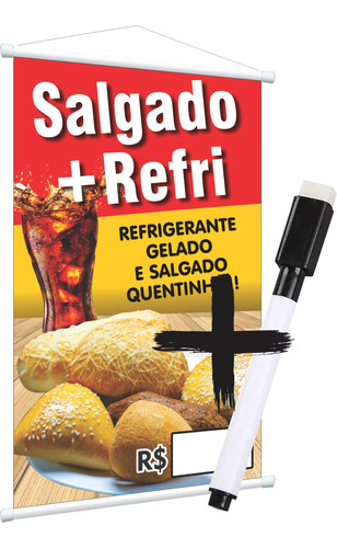 Banner Salgado E Refrigerante Escreve E Apaga + Caneta