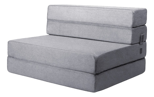 Sofá Cama Matrimonial Plegable, Colchoneta Con Soporte Firmé Color Gris claro