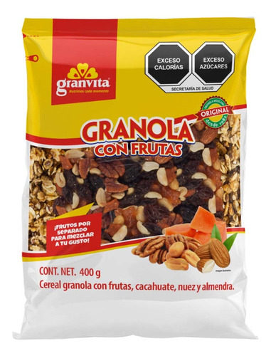 3 Pzs Granvita Granola Con Frutas Y Miel 400gr