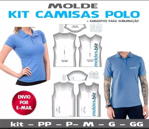 Molde Camisa Polo Masc E Fem Modelagem P Ao Xg Por Correios