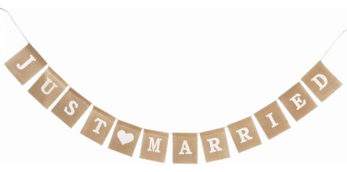 Ozxchixu (tm) Jute Burlap Just Married Bunting Banner Bander