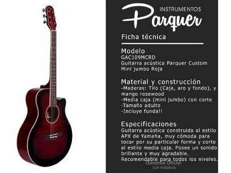 Imagen 2 de 5 de Guitarra Acústica Parquer Custom Apx Roja Corte Cuota