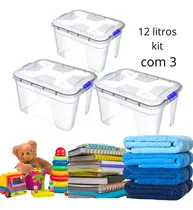 Comprar 3 Peças Jogo Organização Casa Caixa Organizadora 12 Litros