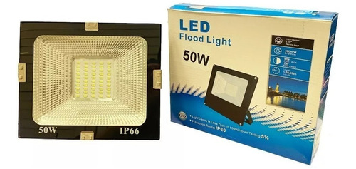 Foco Proyector Led Plano Reflector 50w 50 Led Exterior Color De La Carcasa Negro - 003315 Color De La Luz Blanco Frío - 003315