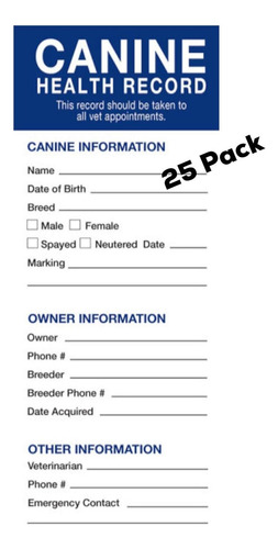 Registros De Salud Para Perros Revival Animal Health 25 Pk