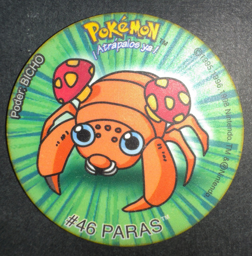 Taps Pokemon De Frito Lay - #46 Paras - 1998 Original