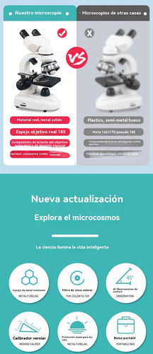 Microscópio Biológico Binocular Led 6000x Para Estudantes