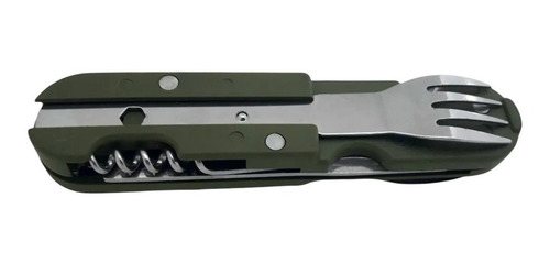 Imagen 3 de 4 de Set Cubiertos Plegable Camping Militar Supervivencia 7 En 1