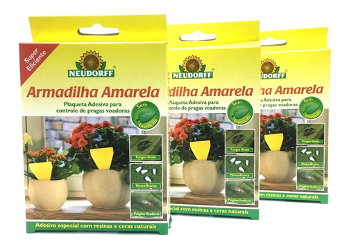 Armadilha Amarela / Plaqueta Adesiva Pequena Kit C/ 3 Und