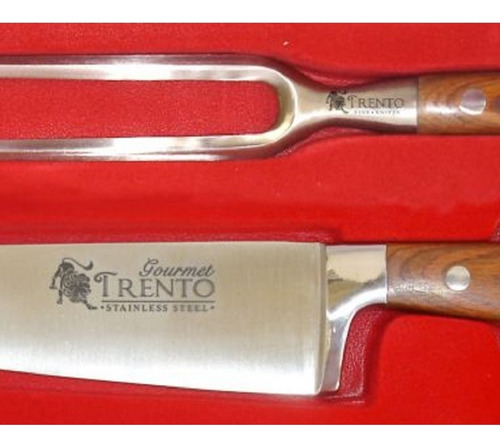 Imagen 2 de 5 de Set Juego Asado Cuchillo + Trinche Trento Parrilla Cocina