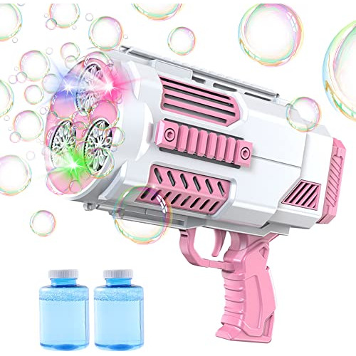 Ametralladora De Burbujas Mejorada Color Rosa Para Niñas