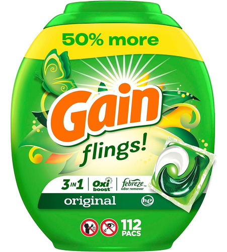 Gain Flings - Jabón Para Ropa Sucia, Compatible Con He, 112 