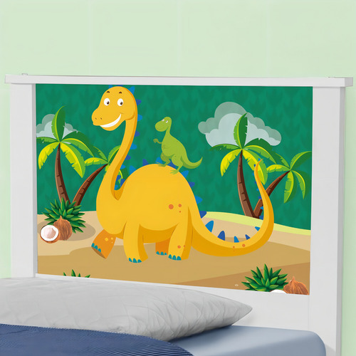 Bicama Juvenil Adesivada Dinossauro Com Colchões Cor Branco Dinossauros